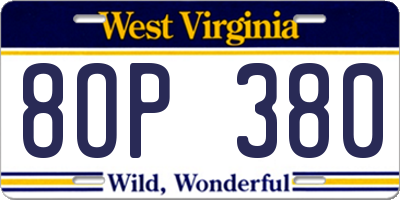 WV license plate 8OP380