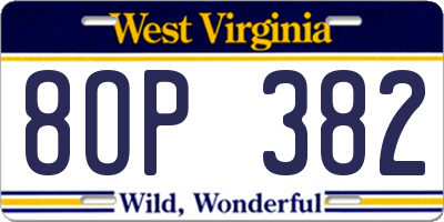 WV license plate 8OP382