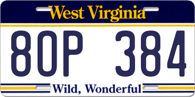 WV license plate 8OP384