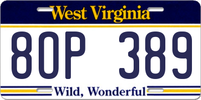 WV license plate 8OP389