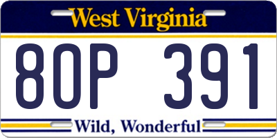 WV license plate 8OP391