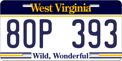 WV license plate 8OP393