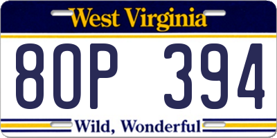 WV license plate 8OP394