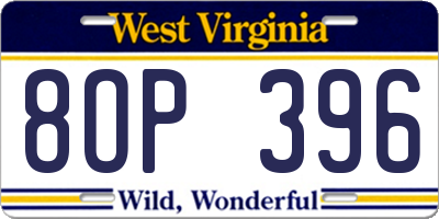 WV license plate 8OP396
