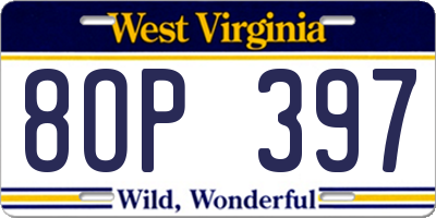 WV license plate 8OP397