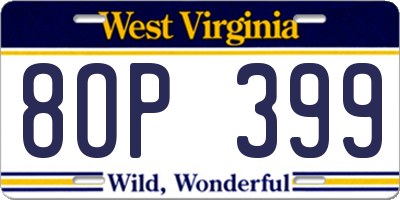 WV license plate 8OP399