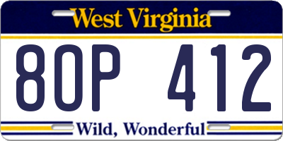 WV license plate 8OP412