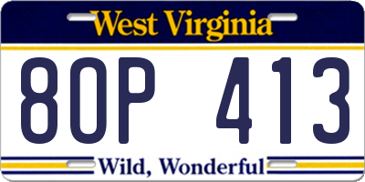 WV license plate 8OP413
