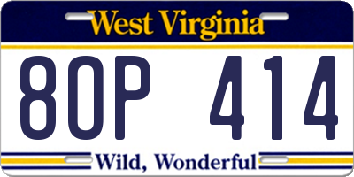WV license plate 8OP414