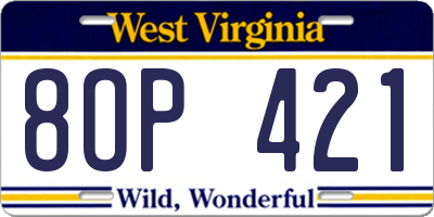 WV license plate 8OP421