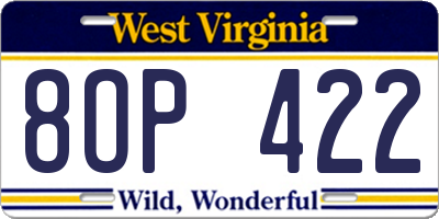 WV license plate 8OP422
