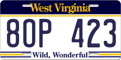 WV license plate 8OP423