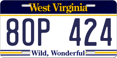 WV license plate 8OP424