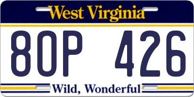 WV license plate 8OP426