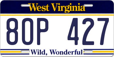 WV license plate 8OP427
