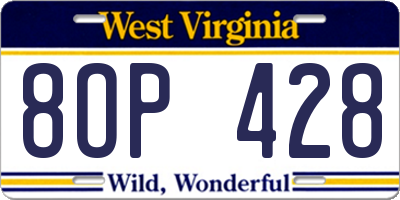 WV license plate 8OP428