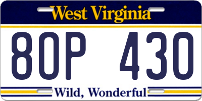 WV license plate 8OP430