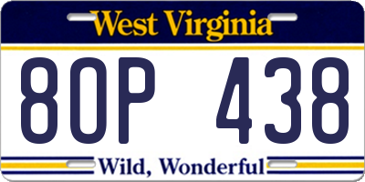 WV license plate 8OP438