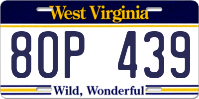 WV license plate 8OP439