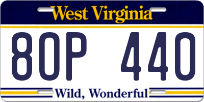 WV license plate 8OP440
