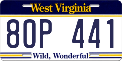 WV license plate 8OP441