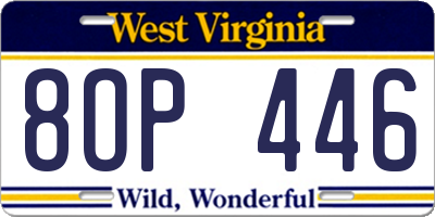 WV license plate 8OP446