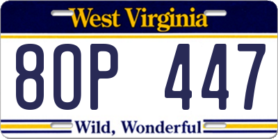 WV license plate 8OP447