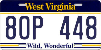 WV license plate 8OP448