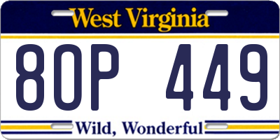 WV license plate 8OP449