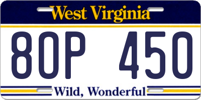 WV license plate 8OP450