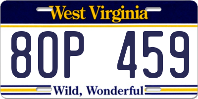 WV license plate 8OP459