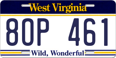 WV license plate 8OP461