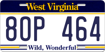 WV license plate 8OP464