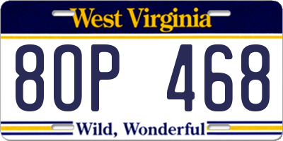 WV license plate 8OP468