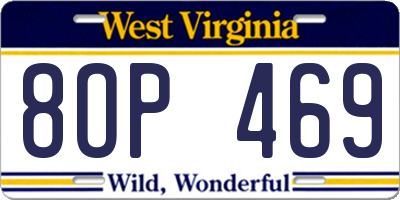 WV license plate 8OP469