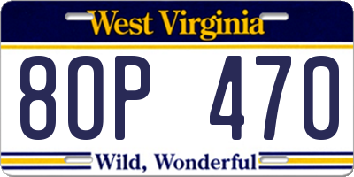 WV license plate 8OP470