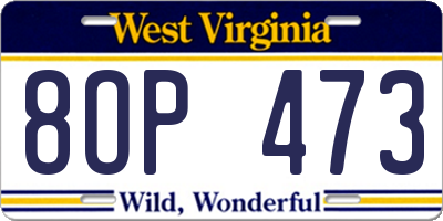 WV license plate 8OP473