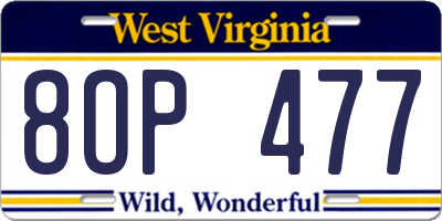WV license plate 8OP477