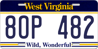 WV license plate 8OP482