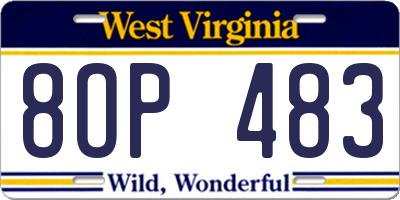 WV license plate 8OP483