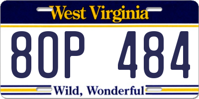WV license plate 8OP484