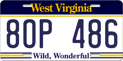 WV license plate 8OP486