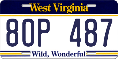 WV license plate 8OP487