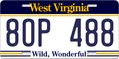 WV license plate 8OP488