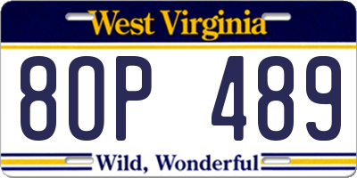 WV license plate 8OP489