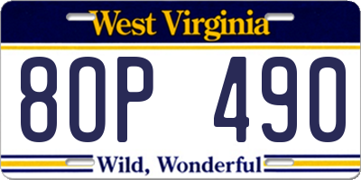 WV license plate 8OP490