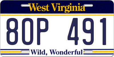 WV license plate 8OP491