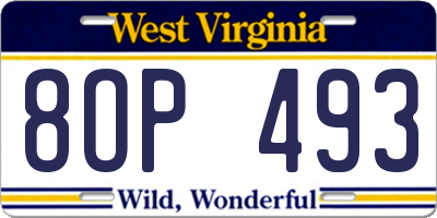 WV license plate 8OP493