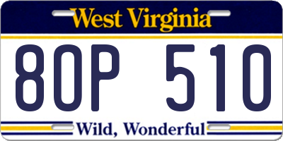 WV license plate 8OP510