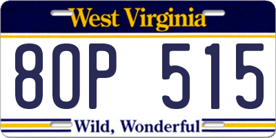 WV license plate 8OP515